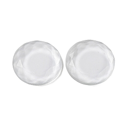 Clear Glass Cabochons, Flat Back, Faceted, Flat Round, Clear, 25x4.5mm