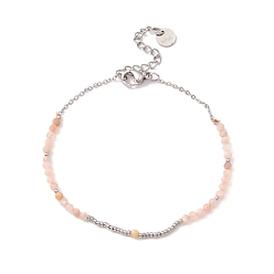 Couleur Acier Inoxydable Bracelet rond en perles de verre pour femme, couleur inox, 6-5/8 pouce (16.8 cm)