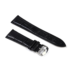 Черный Кожа смотреть группы, с 201 пряжками из нержавеющей стали, регулируемые ремешки для часов, чёрные, 7.8~12.4x2.4x0.5 см, 2 шт / комплект