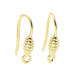 Golden Rack Plating Brass Earring Hooks, with Vertical Loops, Long-Lasting Plated, Lead Free & Cadmium Free, Golden, 14x0.3mm, Hole: 1.2mm, 21 Gauge, Pin: 0.7mm