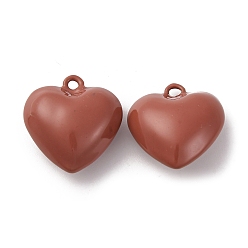 Седло Коричневый Латунь эмаль подвески, сердце, стойки покрытие, долговечный, без кадмия и без свинца, седло коричневый, 21.5x20.5x10.5 мм, отверстие : 1.5 мм