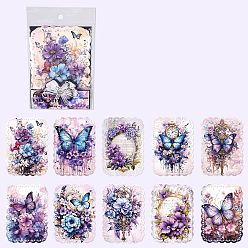 Blue Violet 20Pcs 10 Styles Flower Butterfly Scrapbooking Paper Pads, for Scrapbooking, Travel Diary Craft, Blue Violet, Packing: 177x115x3mm, 2pcs/style