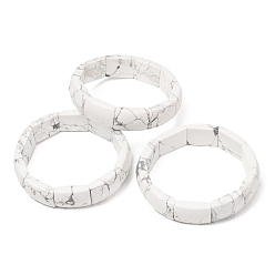Howlite Rectangle Natural Howlite Beaded Stretch Bracelets for Women Men, Inner Diameter: 2.44 inch(6.2cm)