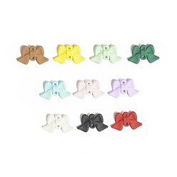 Mixed Color Spray Painted Alloy Connector Charms, Bowknot Links, Mixed Color, 10x15.5x2.5mm, Hole: 1mm