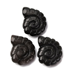 Silver Sheen Obsidian Подвески из натурального серебристого обсидиана, двухсторонний резной наутилус с верхним сверлением, 29x25x9.5 мм, отверстие : 1 мм