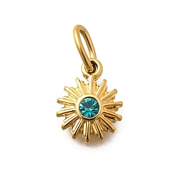 Бирюза 304 из нержавеющей стали амулеты горный хрусталь, ионное покрытие (ip), бирюзовые, 11.5x9.5x2.5 мм, отверстие : 4.5 мм