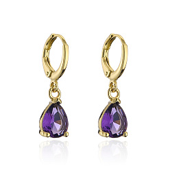 41737 Geometric Waterdrop Earrings with Copper Plating and Zirconia Inlay for Women