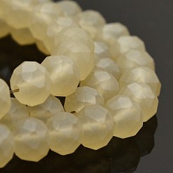 Tan Pearl Luster Plated Faceted Rondelle Glass Beads Strands, Frosted, Tan, 2.5x2mm, Hole: 1mm, about 196pcs/strand, 15.7 inch