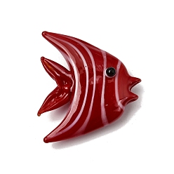 Red Handmade Lampwork Fridge Magnet, Tropical Fish, Red, 34.5x28.5x10.5mm