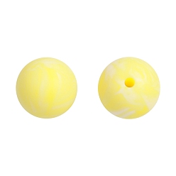 Champagne Yellow Round Food Grade Silicone Beads, Chewing Beads For Teethers, DIY Nursing Necklaces Making, Champagne Yellow, 15mm