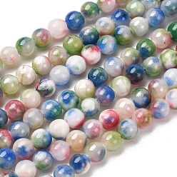 Разноцветный Природные персидские нефрита бисер пряди, окрашенные, круглые, красочный, 6 мм, отверстие : 1 мм, около 62 шт / нитка, 16 дюйм