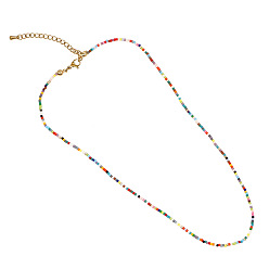 GZ-N220008D Bohemian Style Stainless Steel Collarbone Chain Handmade Braided Beaded Necklace