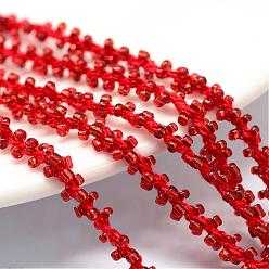 Red Seed Bead Cords, with Polyester Cords, 6-Ply, Round Hole, Red, 6mm, about 32.8 yards(30m)/bundle
