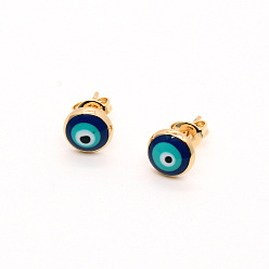 Golden blue Stylish and Edgy Evil Eye Earrings with Resin Drops for a Unique Look