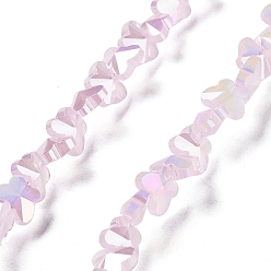 Pearl Pink Electroplate Butterfly Glass Beads Strands, AB Color Plated, Pearl Pink, 8x10x5.5mm, Hole: 1.2mm, about 95pcs/strand, 29.13''(74cm)