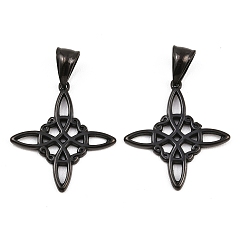 Черный 304 подвески из нержавеющей стали, очарование тройственного узла, ионное покрытие (ip), чёрные, 31x28.5x2 мм, отверстие : 8.8x4.5 мм