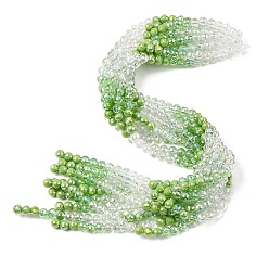 Желто-Зеленый Стеклянные бусины с гальваническим покрытием , круглые, граненый(32 граненый), градиент цвета, желто-зеленый, 6 мм, отверстие : 1.2 мм, около 61 шт / нитка, 12.60'' (32 см)