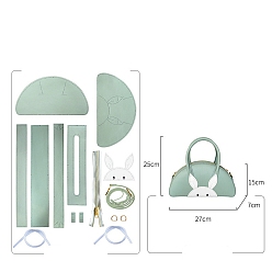 Dark Sea Green DIY Rabbit Bag Making Kit, Including Cowhide Bag Accessories, Dark Sea Green, 27x25x7cm