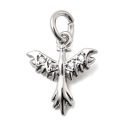 Платинированный Латунные микро проложить кубического циркония прелести, феникс, долговечный, стойки покрытие, с целью перехода в кольце, Реальная платина, 13.5x11x2 мм, отверстие : 3 мм