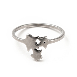 Stainless Steel Color 201 Stainless Steel Triple Star Finger Ring for Women, Stainless Steel Color, US Size 6 1/4(16.7mm)