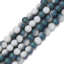 Dark Slate Gray Electroplate Frosted Glass Beads Strands, Round, Dark Slate Gray, 5x4mm, Hole: 1mm, about 98~102Pcs/strand, 16.14 inch~16.54 inch(41~42cm)