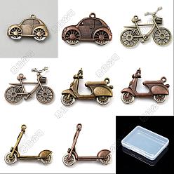Couleur Mélangete 8 pcs 8 styles pendentifs en alliage de style tibétain, breloques pour voiture/vélo, couleur mixte, 26~47x35~44.5x6~18mm, Trou: 2~2.5mm, 1 pc / style