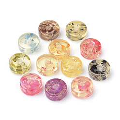 Mixed Color Resin Beads, Imitation Amber , Flat Round, Mixed Color, 11x5mm, Hole: 1.2~1.8mm