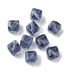 Dark Slate Blue Glass Imitation Austrian Crystal Beads, Faceted, Square, Dark Slate Blue, 7x7x7mm, Hole: 0.9mm
