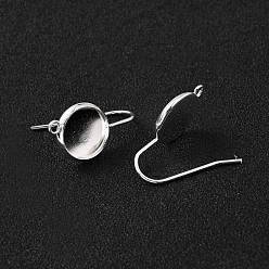 925 Sterling Silver Plated 304 Stainless Steel Earring Hooks, with Vertical Loop, Flat Round, 925 Sterling Silver Plated, 23x12x2mm, Hole: 1.5mm, Tray: 10mm, 20 Gauge, Pin: 0.8mm