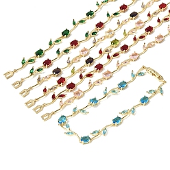 (52) Непрозрачная лаванда Браслеты из латуни с микропаве и кубическим цирконием в виде листьев, цепочка для женщин, без кадмия и без свинца, реальный 18 k позолоченный, стойки покрытие, долговечный, разноцветные, 8.90 дюйм (22.6 см)
