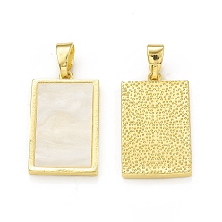 Real 18K Gold Plated Plastic Pendants, with Rack Plating Brass Findings, Cadmium Free & Lead Free, Long-Lasting Plated, Rectangle Charm, Real 18K Gold Plated, 25x15x2.5mm, Hole: 6x4.5mm