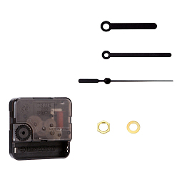 Black Plastic Long Shaft Clock Movement Mechanism, with Aluminum Pointer, Black, 56x56x16mm, Pin: 18.5x6mm