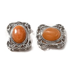 Красный Авантюрин Многорядные звенья из натурального красного авантюрина, прямоугольные, с латунными микро проложить кубических выводы циркония, стойки покрытие, без свинца и без кадмия, 21.5x17.5x10.5 мм, отверстие : 2 мм