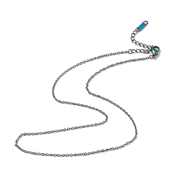 Rainbow Color Ion Plating(IP) 304 Stainless Steel Cable Chain Necklace for Men Women, Rainbow Color, 15.94 inch(40.5cm)