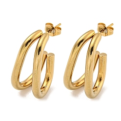 Золотой Вакуумное покрытие pvd 202 серьги-кольца из нержавеющей стали, с 304 штифтов из нержавеющей стали, Буква U, золотые, 26x11.5 мм