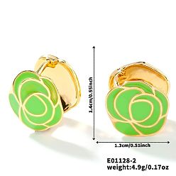 Зеленый Винтажные латунные эмалевые серьги-кольца с камелией в виде горы, уникальные минималистичные модные аксессуары для женщин, зелёные, 14x13 мм