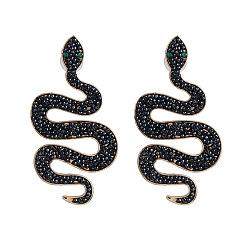 black Exaggerated Snake-Shaped Earrings for Women, Perfect Nightclub Accessory