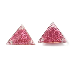 Hot Pink Triangle Sew on Rhinestone, Resin Rhinestone, Multi-Strand Links, AB Color, with Glitter Powder, Faceted, Garment Accessories, Hot Pink, 21x24x4.5mm, Hole: 1.2mm