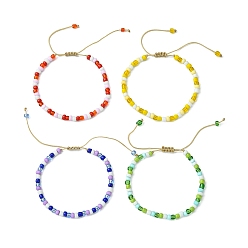 Couleur Mélangete Bracelet de perles tressées en graines de verre pour femme, couleur mixte, diamètre intérieur: 2~3-1/4 pouce (5.1~8.2 cm)