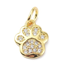 Real 18K Gold Plated Brass Micro Pave Cubic Zirconia Charms, with Jump Ring, Long-Lasting Plated, Lead Free & Cadmium Free, Footprint, Real 18K Gold Plated, 10x8.5x2mm