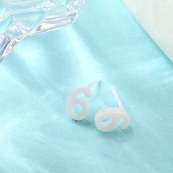 White Hypoallergenic Bioceramics Zirconia Ceramic Stud Earrings, Number 6, No Fading and Nickel Free, White, 6.5~7x4.5mm