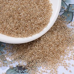 (RR234) Sparkling Metallic Gold Lined Crystal Миюки круглые бусины рокайль, японский бисер, 8/0, (rr 234) сверкающий кристалл с металлическим покрытием из золота, 8/0, 3 мм, отверстие : 1 мм, Около 422~455 шт / 10 г