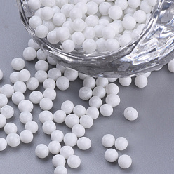 Blanc Perles de rocaille en verre, vernis de cuisson, couleurs opaques, pour la décoration d'art d'ongle, pas de trous / non percés, ronde, blanc, 2~2.5 mm, sur 450 g / sac