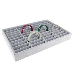 Gray 40 Slots Velvet Bracelets Organizer Trays, Rectangle, Gray, 240x350x30mm