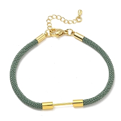Dark Sea Green Nylon Cord Bracelet Making, with Brass Beadable Bar, Golden, Dark Sea Green, 6.89x0.16 inch(17.5x0.4cm)