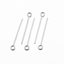 Stainless Steel Color 304 Stainless Steel Eye Pin, Stainless Steel Color, 25x0.8mm, Hole: 2mm, Pin: 0.8mm