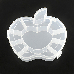 Clear Apple Plastic Bead Storage Containers, 12 Compartments, Clear, 16.5x15.5x2.5cm