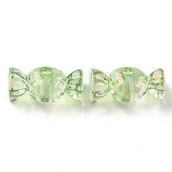 Yellow Green UV Plating Transparent Acrylic Beads, Iridescent, Candy, Yellow Green, 14x28x12mm, Hole: 4.8mm