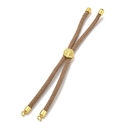 Tan Nylon Cords Bracelet Makings Fit for Connector Charms, with Golden Brass Tree Slider Beads, Long-Lasting Plated, Tan, 8-5/8 inch(22cm), Hole: 1.9mm