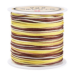 Yellow 50M Segment Dyed Nylon Chinese Knotting Cord, for DIY Jewelry Making, Yellow, 0.8mm, about 54.68 Yards(50m)/Roll